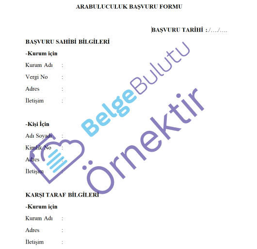 ARABULUCULUK BAŞVURU DİLEKÇESİ